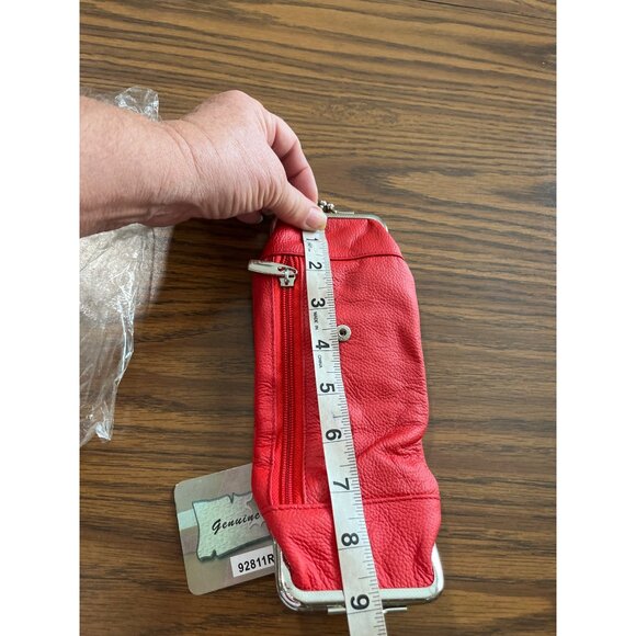 Cigarette case red leather double clip and zippered - Picture 5 of 6